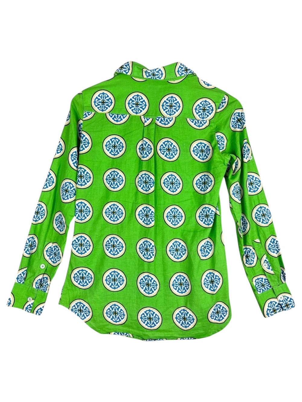 Tizzie Dizzy Lizzie Shirt Womens XS Green Medallion Henley Popover Roll Tab - Picture 3 of 13